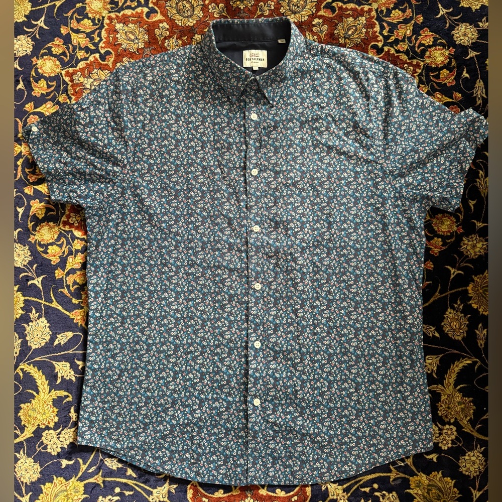 Ben Sherman men’s floral short sleeve cotton button down size XL